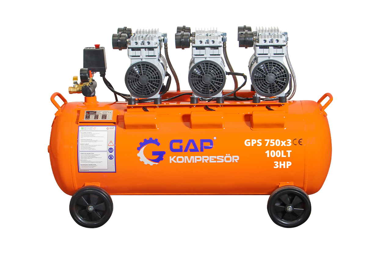 100 LT 750x3 W Sessiz ve Yağsız Hava Kompresörü