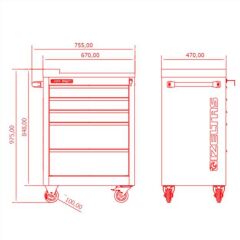 5 Çekmeceli Dolu Takım Arabası (İzeltaş Partner)